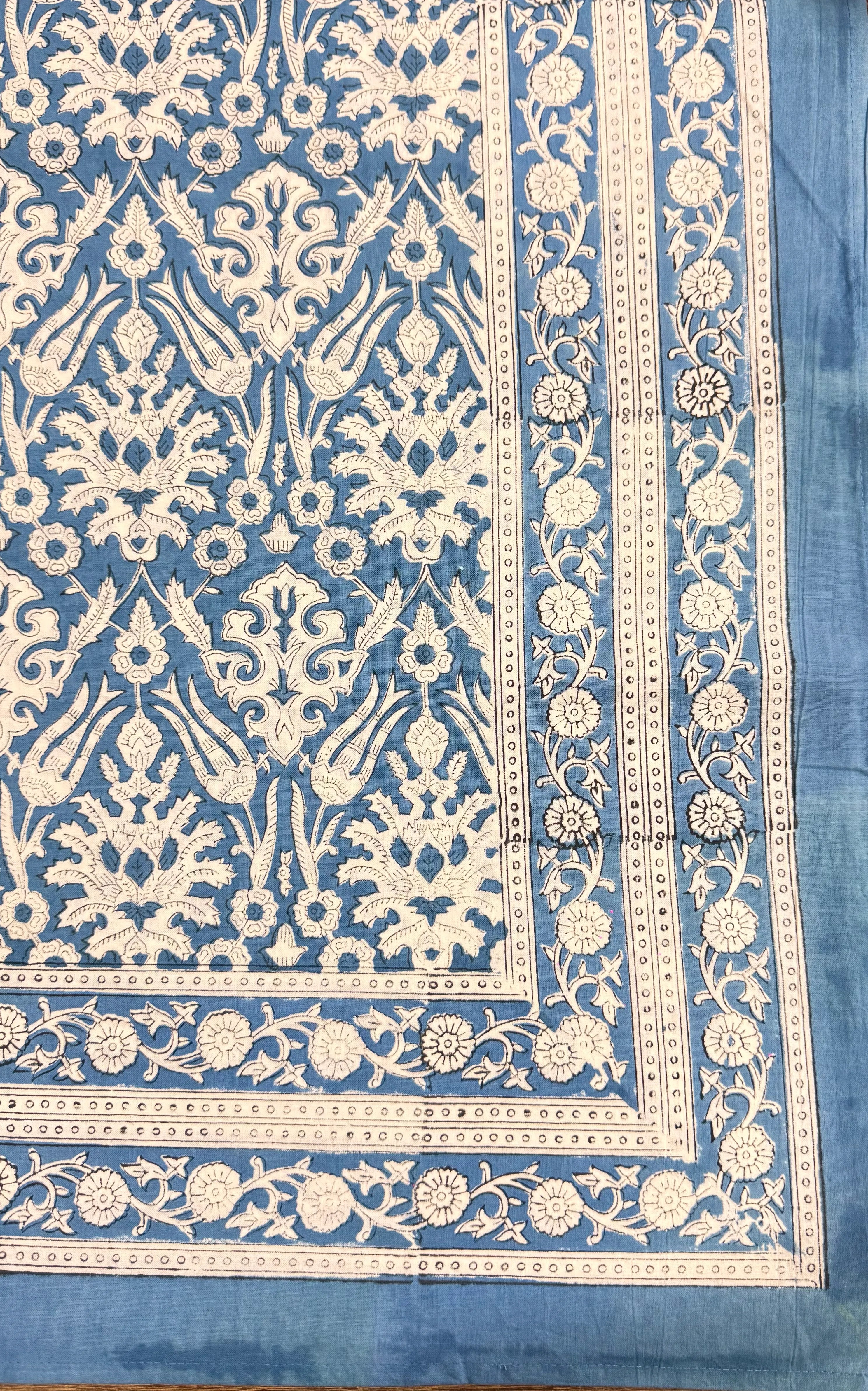 Pure Soft Cotton Bedsheet with Pillow Covers | Hand Block Printed Jaipuri Floral Bedspread Queen King Size Summer Bedding | Mughal Dream Art