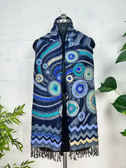 Hand Embroidered Suzani Shawl / Stole / Scarf Handwoven Warm Cozy Wrap Pure Wool Light Weight Soft Wrap Christmas Gift