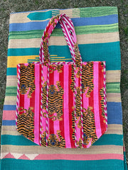 Boho Tote Bag Large Reversible Quilted Velvet Cotton | Beach Shoulder Bag Bridesmaid Bag Travel Accessories Handbag