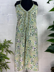 Handmade Floral Halter Maxi Dress: Vintage Boho Sundress