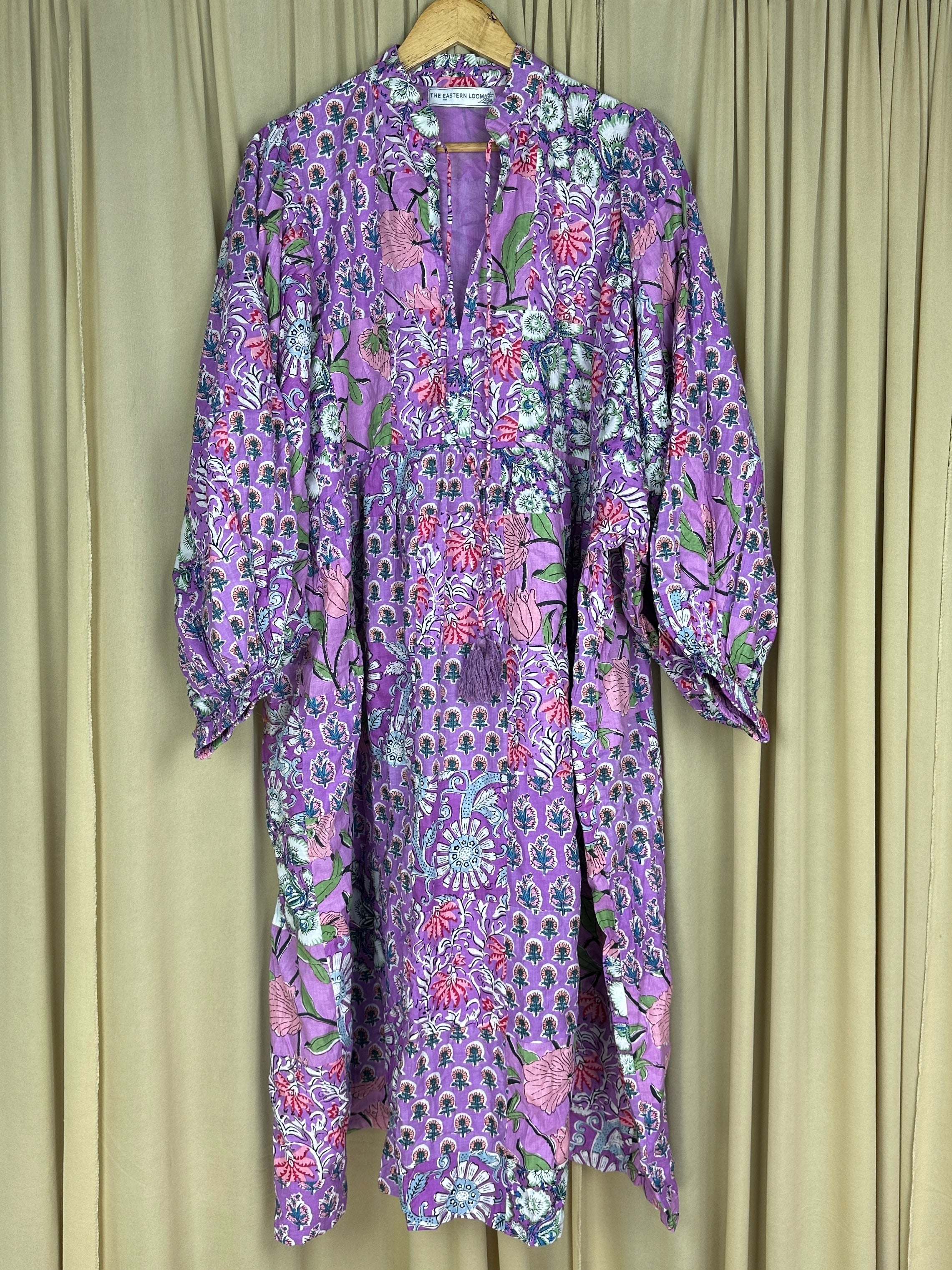 Boho Maxi Dress With Sleeves | Handmade Patchwork Long Flowy Beach Dress, One-of-a-kind Elegant Retro Outfit, Modest Gown with Pockets