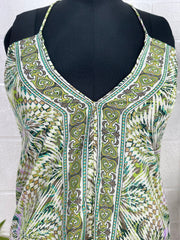Handmade Floral Halter Maxi Dress: Vintage Boho Sundress