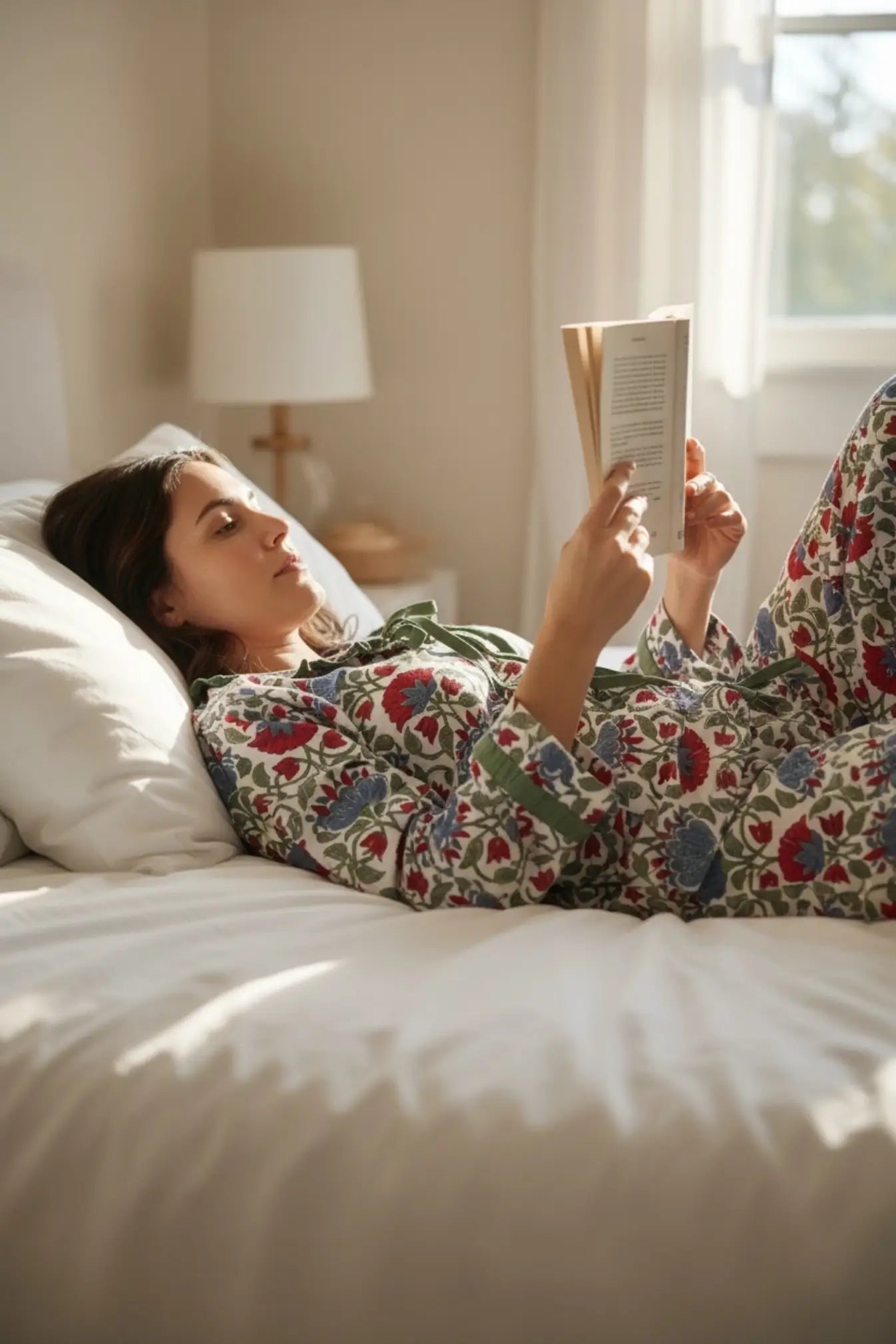 Pure Soft Cotton Pajama Set Two Piece, Indian Hand Block Floral Print | Luxury Sleepwear Loungewear Gift for Her, Valentine Anniversary Mom!