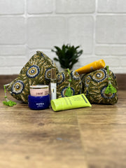 Block Print Toiletry & Makeup Bag | Quilted Wash Bag