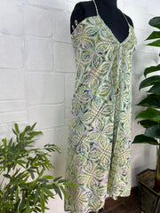 Handmade Floral Halter Maxi Dress: Vintage Boho Sundress
