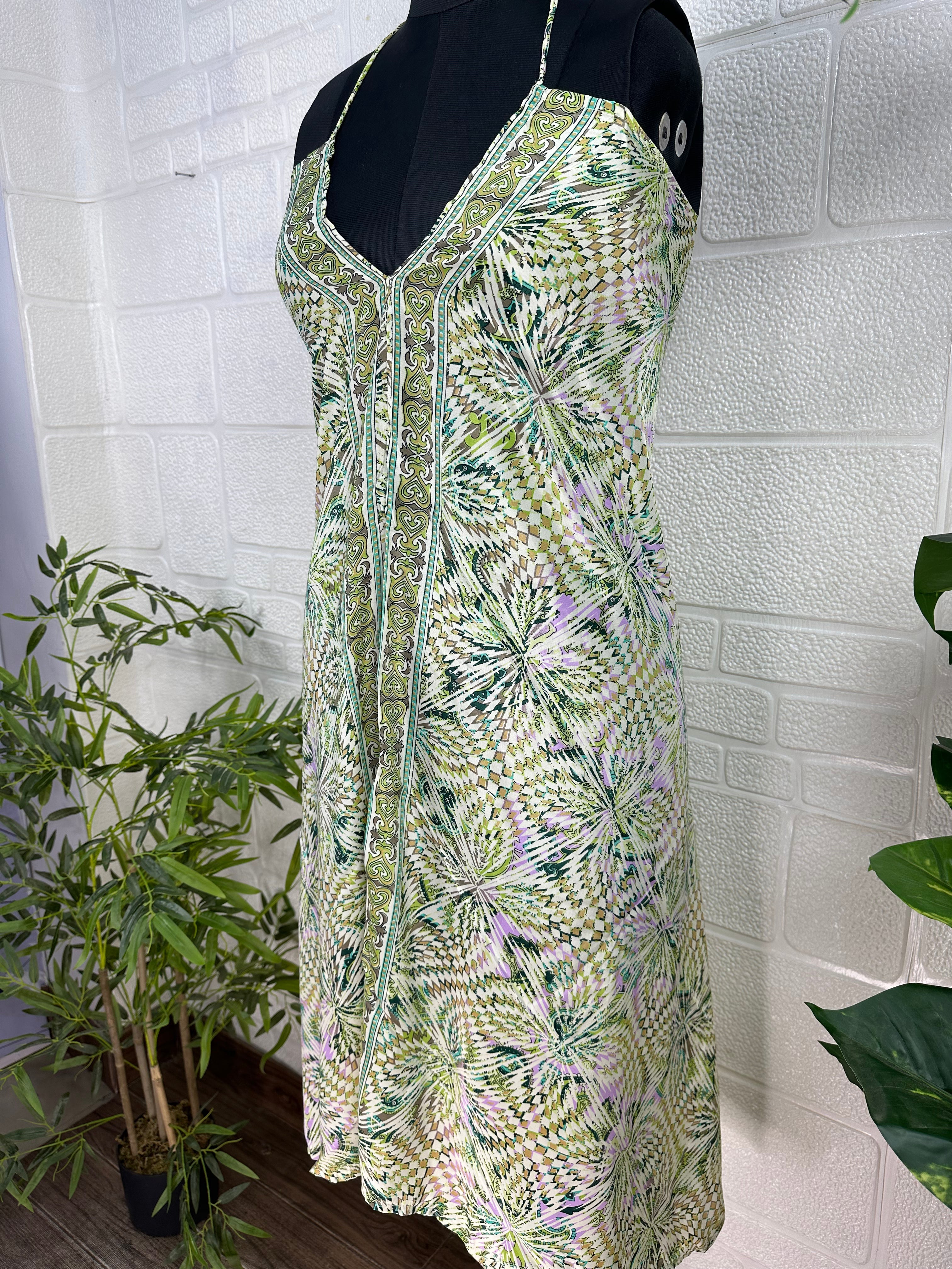 Handmade Floral Halter Maxi Dress: Vintage Boho Sundress
