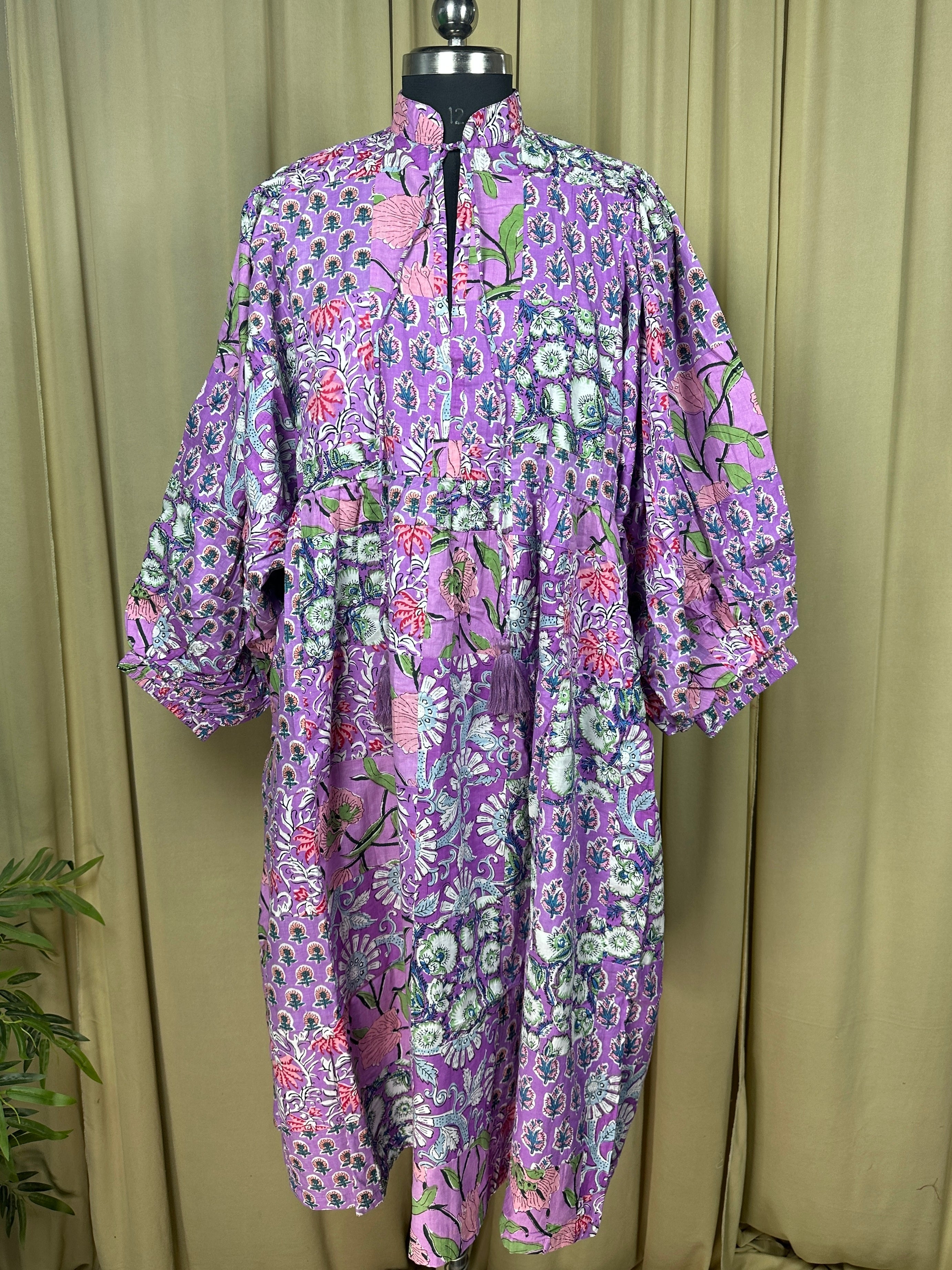 Boho Maxi Dress With Sleeves | Handmade Patchwork Long Flowy Beach Dress, One-of-a-kind Elegant Retro Outfit, Modest Gown with Pockets