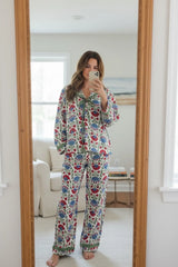 Pure Soft Cotton Pajama Set Two Piece, Indian Hand Block Floral Print | Luxury Sleepwear Loungewear Gift for Her, Valentine Anniversary Mom!