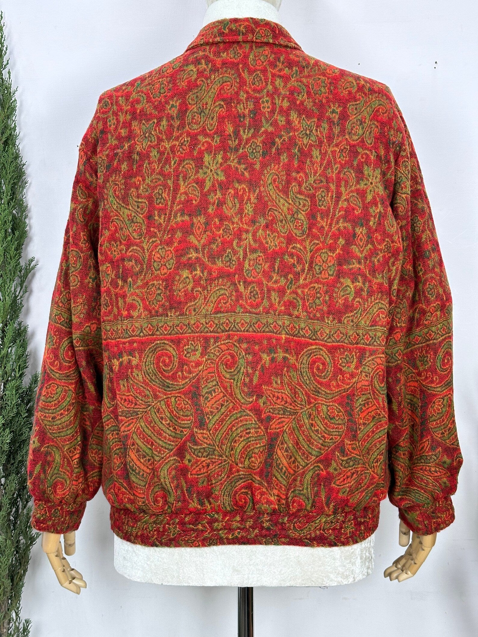 Handmade Paisley Floral Jacket: Yak Wool Blend Boho Bolero