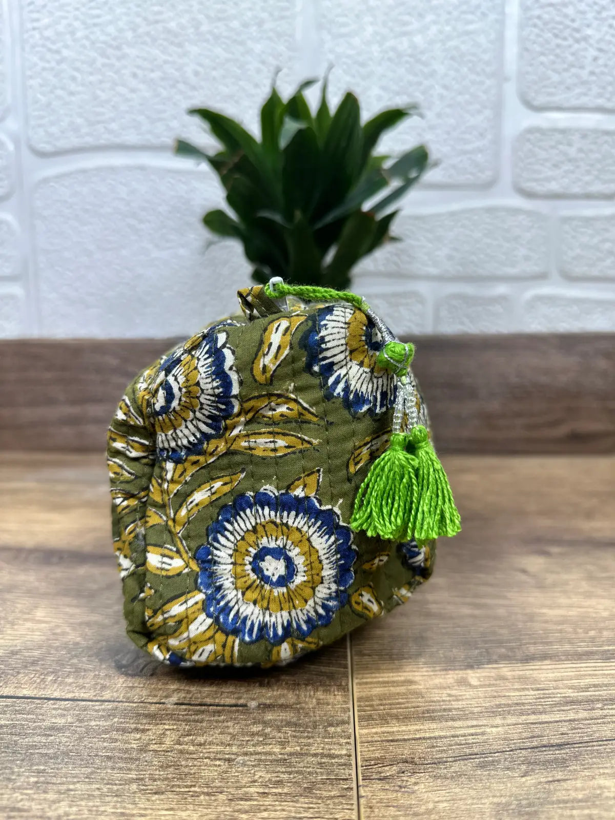 Block Print Toiletry & Makeup Bag | Quilted Wash Bag