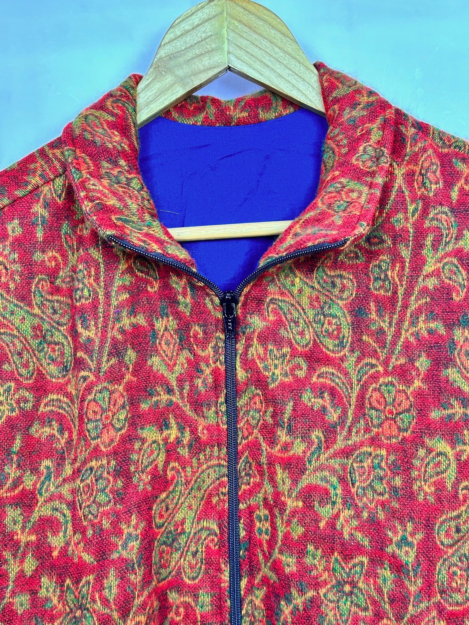 Handmade Paisley Floral Jacket: Yak Wool Blend Boho Bolero