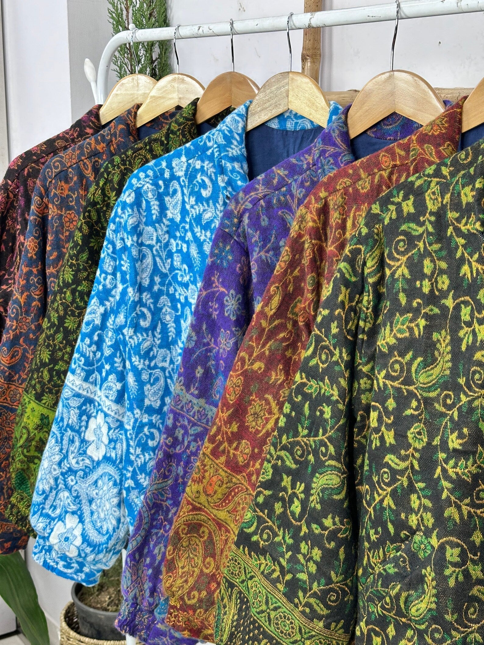 Handmade Paisley Floral Jacket: Yak Wool Blend Boho Bolero