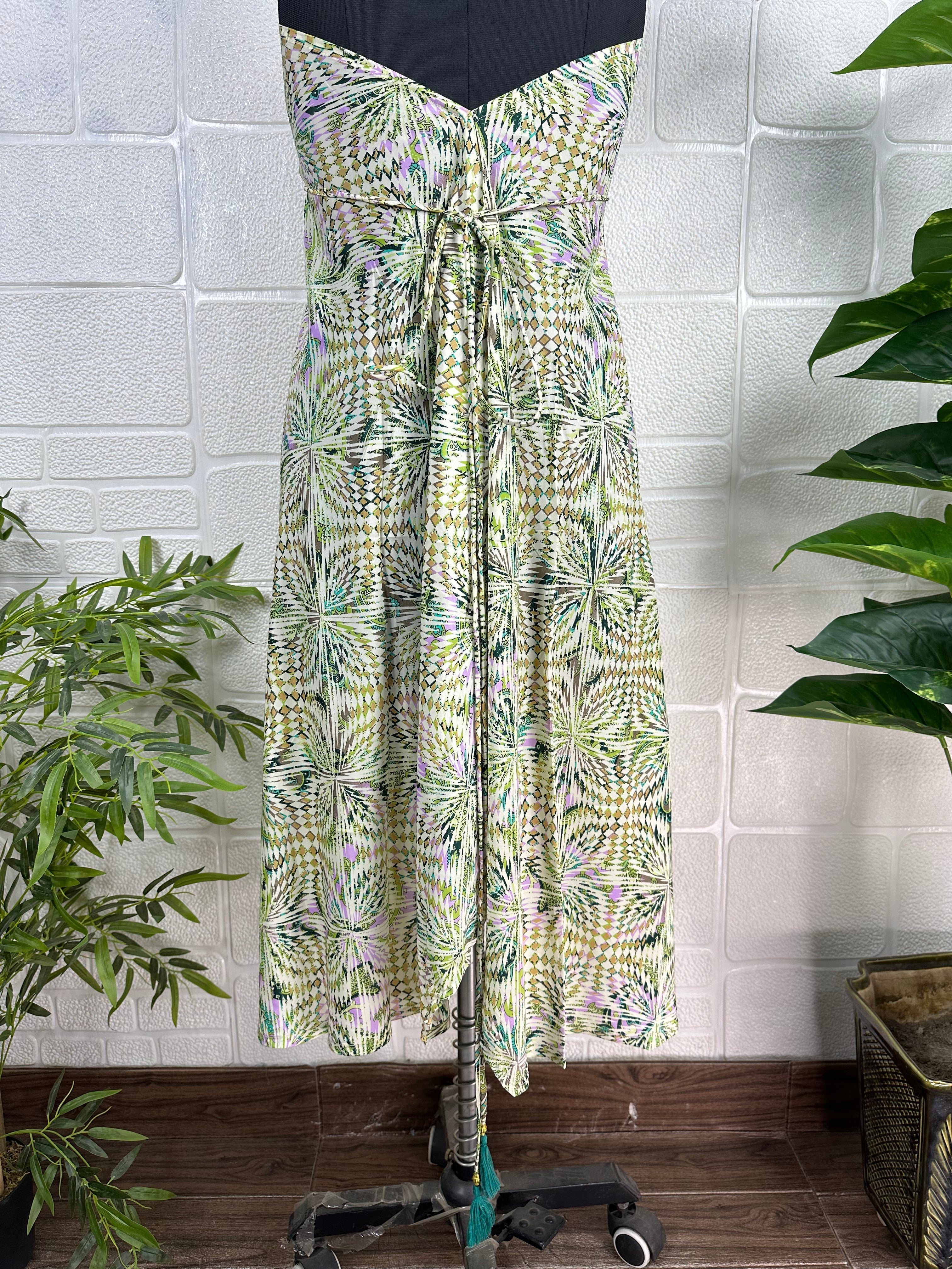 Handmade Floral Halter Maxi Dress: Vintage Boho Sundress