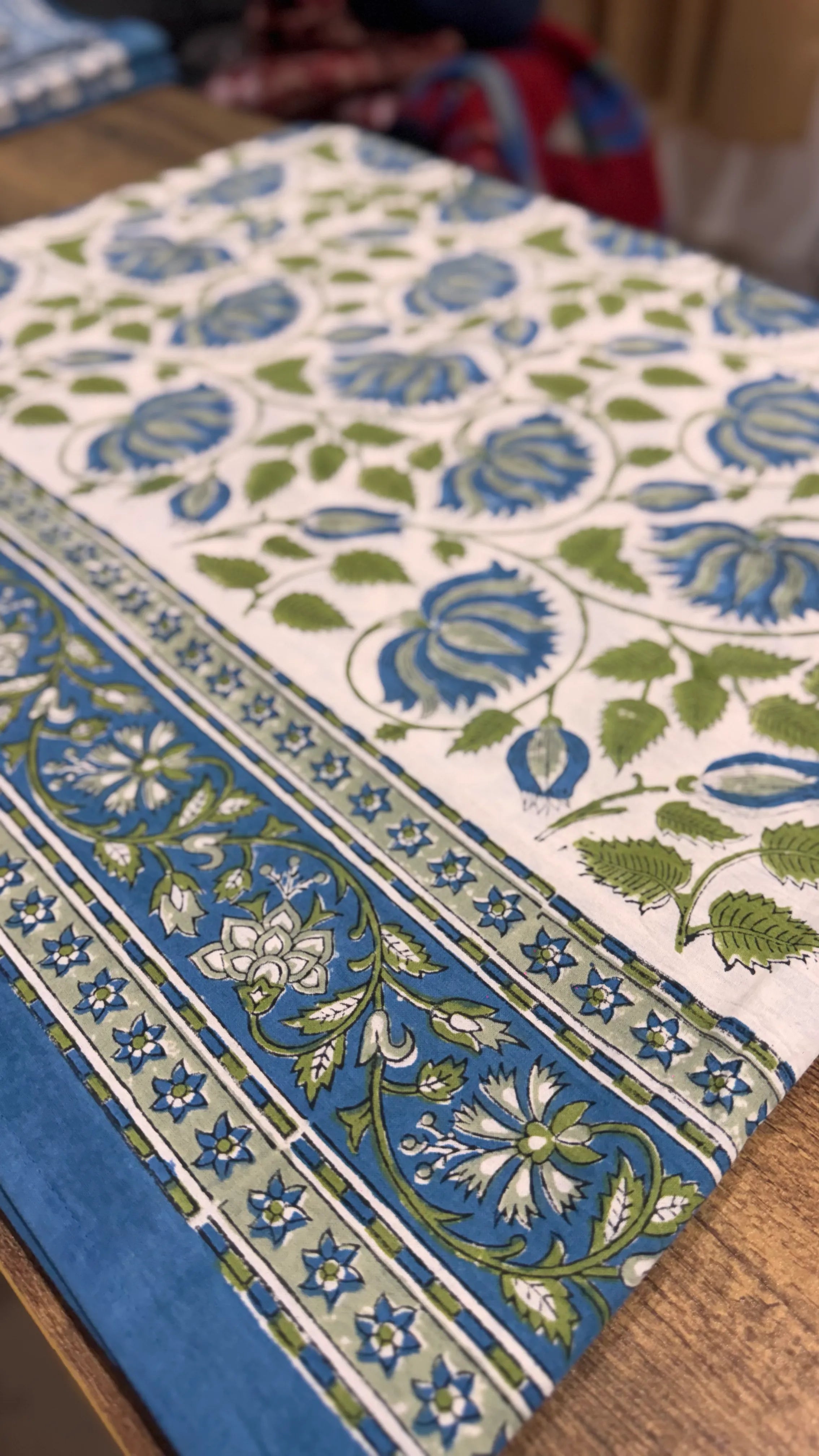 Pure Soft Cotton Bedsheet with Pillow Covers | Hand Block Printed Jaipuri Floral Bedspread Queen King Size Summer Garden Bedding, Mughal Art