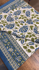 Pure Soft Cotton Bedsheet with Pillow Covers | Hand Block Printed Jaipuri Floral Bedspread Queen King Size Summer Garden Bedding, Mughal Art