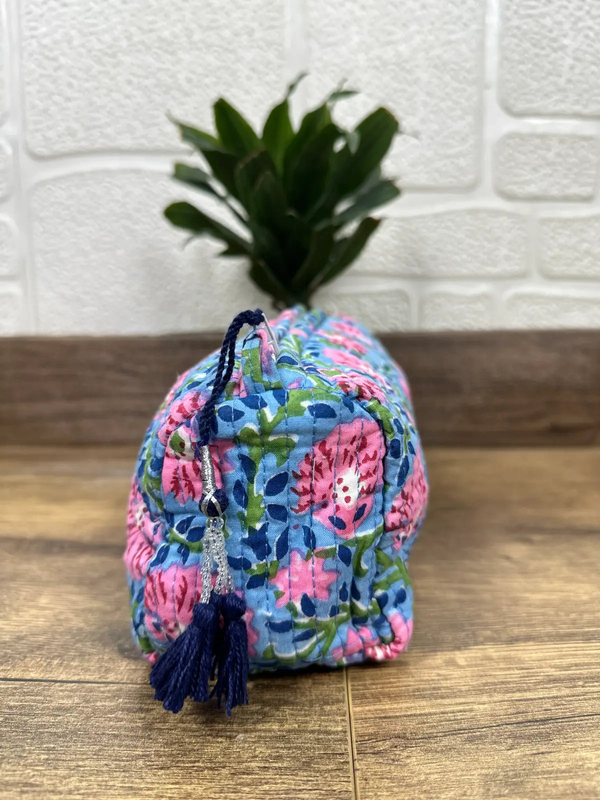 Block Print Toiletry & Makeup Bag | Quilted Wash Bag