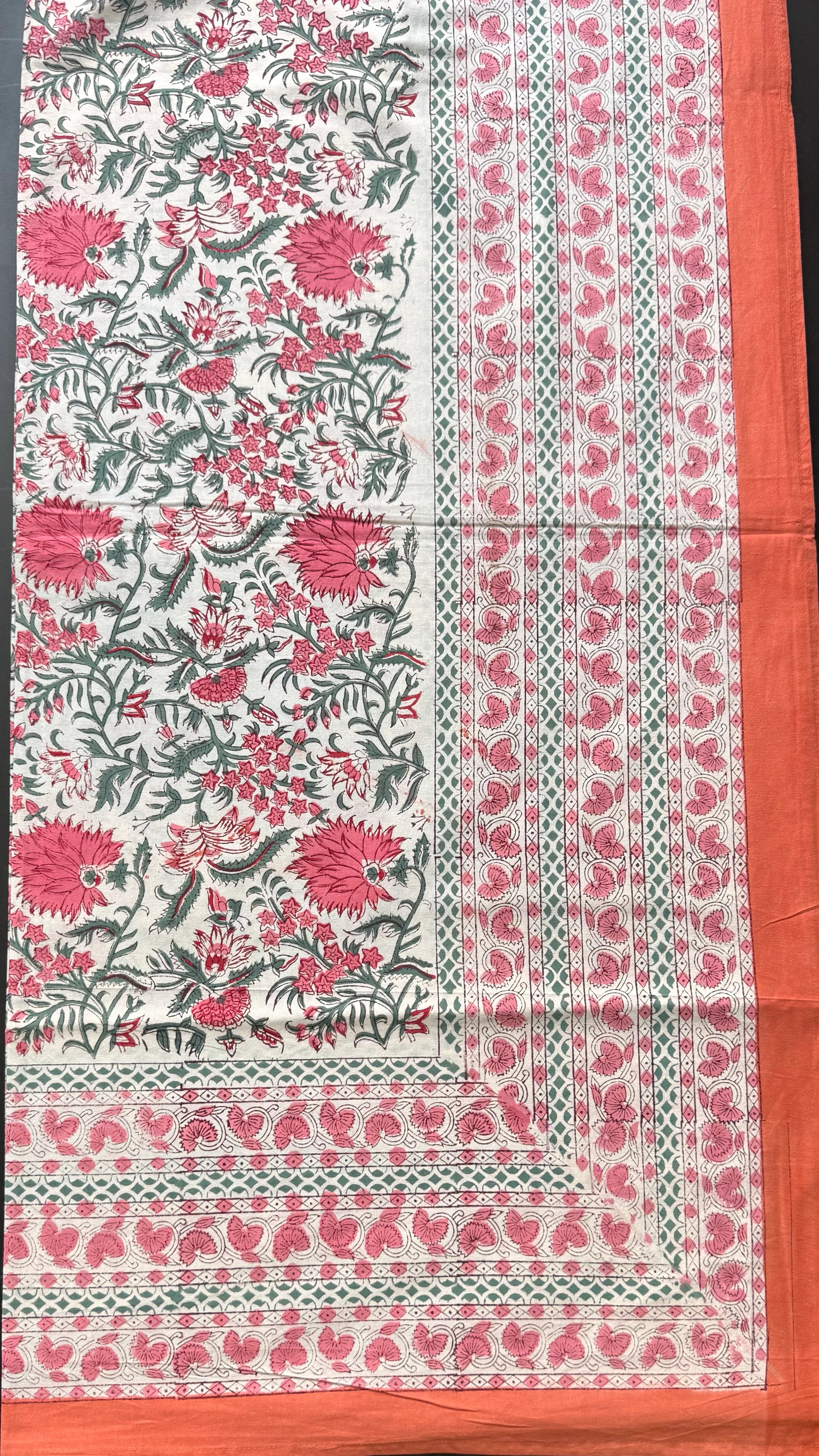 Pure Soft Cotton Bedsheet with Pillow Covers | Hand Block Printed Jaipuri Floral Bedspread Queen King Size Summer Boho Home Decor | Gift Set