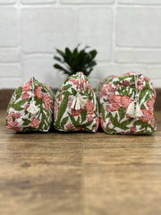 Block Print Toiletry & Makeup Bag | Quilted Wash Bag