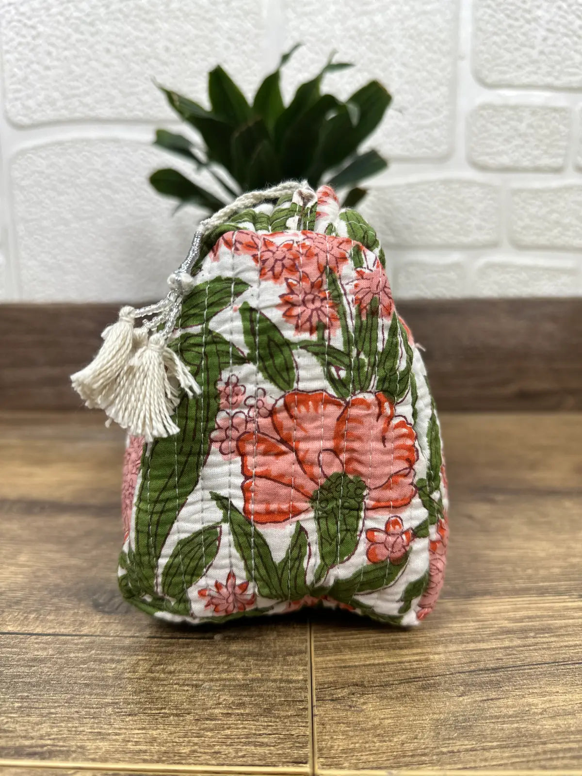 Block Print Toiletry & Makeup Bag | Quilted Wash Bag