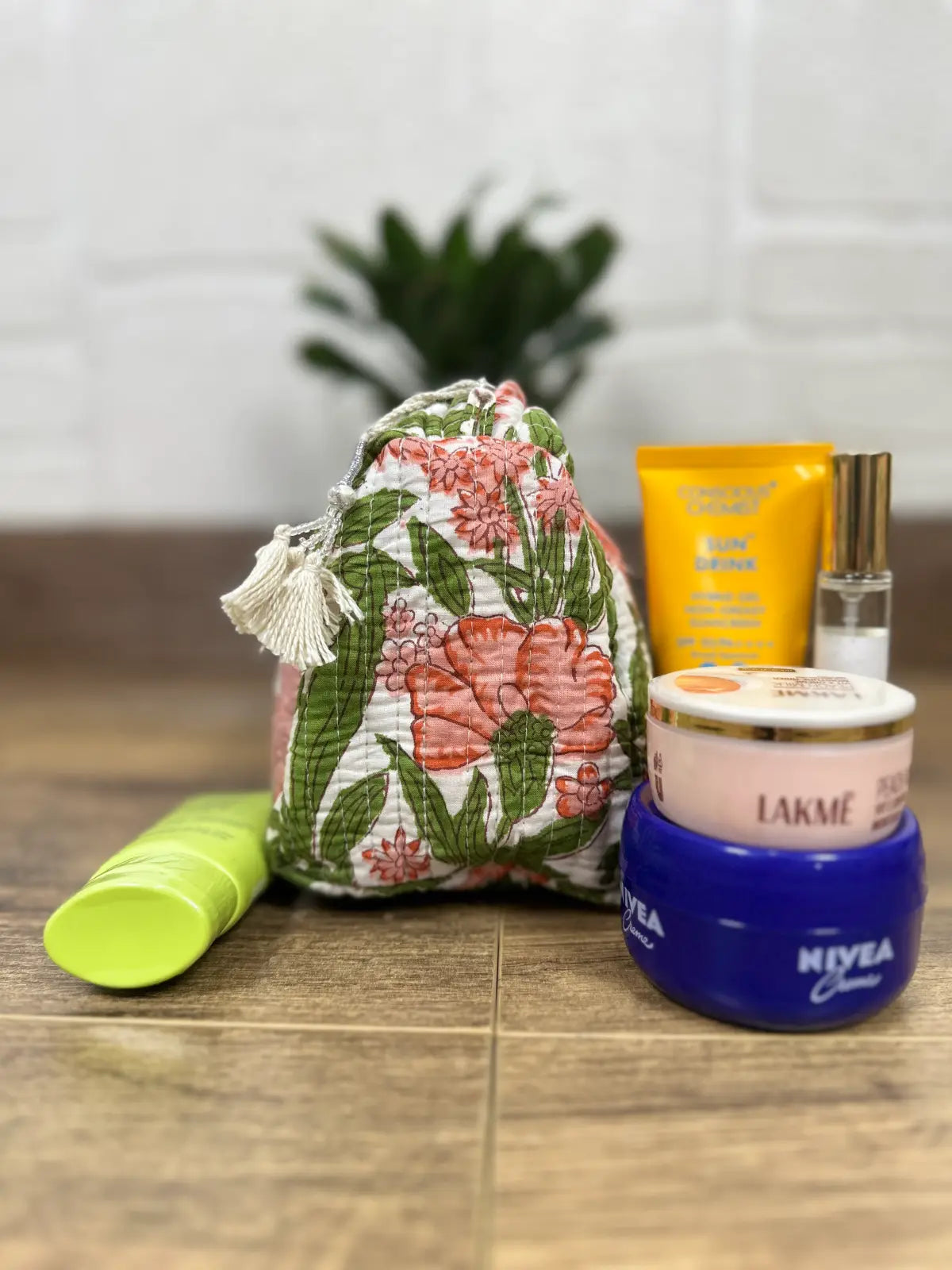 Block Print Toiletry & Makeup Bag | Quilted Wash Bag