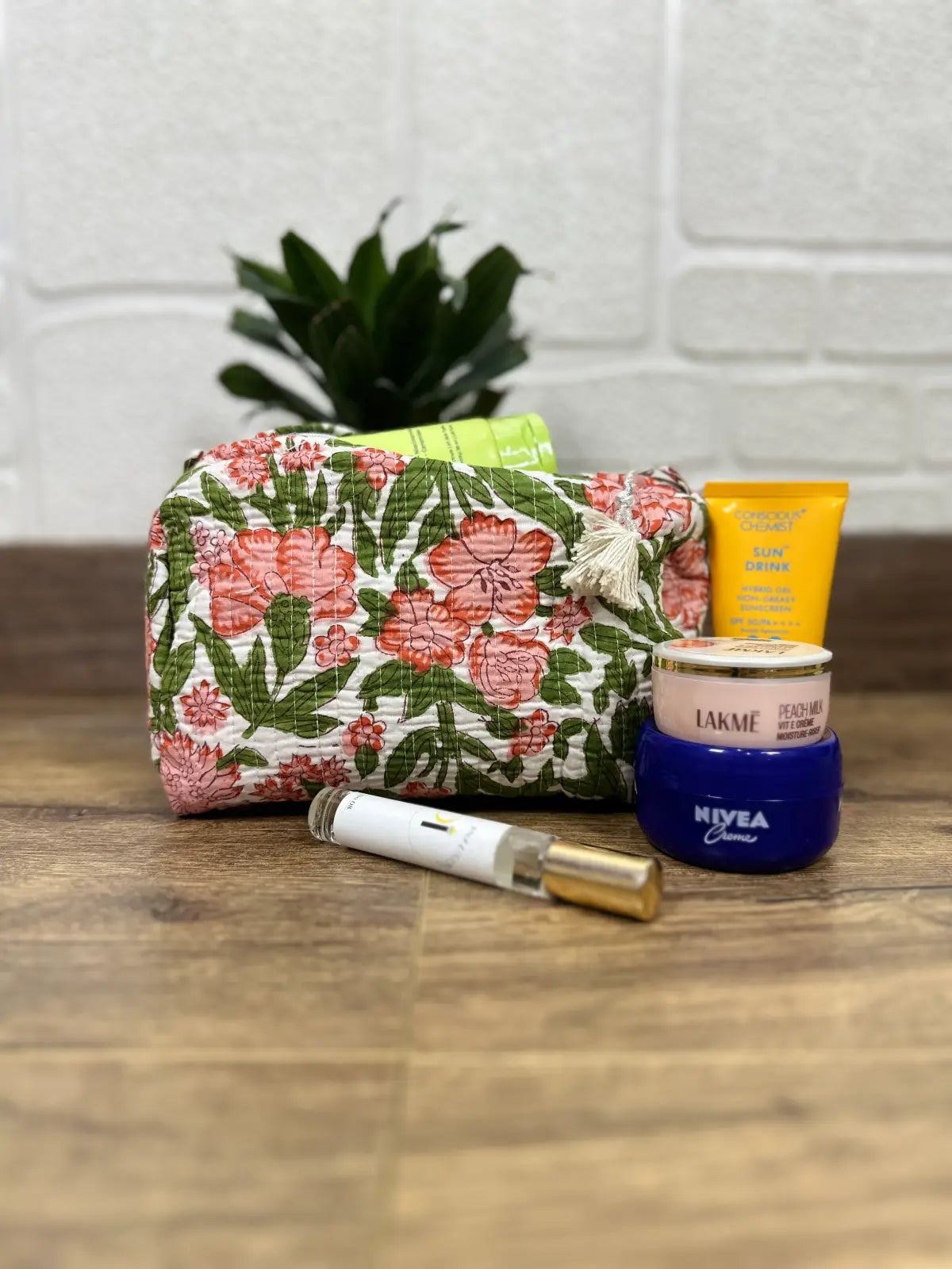 Block Print Toiletry & Makeup Bag | Quilted Wash Bag
