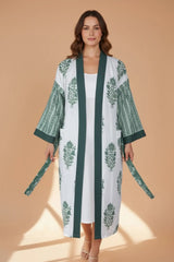 Pure Cotton Handblock Kimono | Indian Printed Summer House Robe, Boho Beach Coverup Kaftan, Bridesmaid Maternity Dressing Gown, Gift For Her