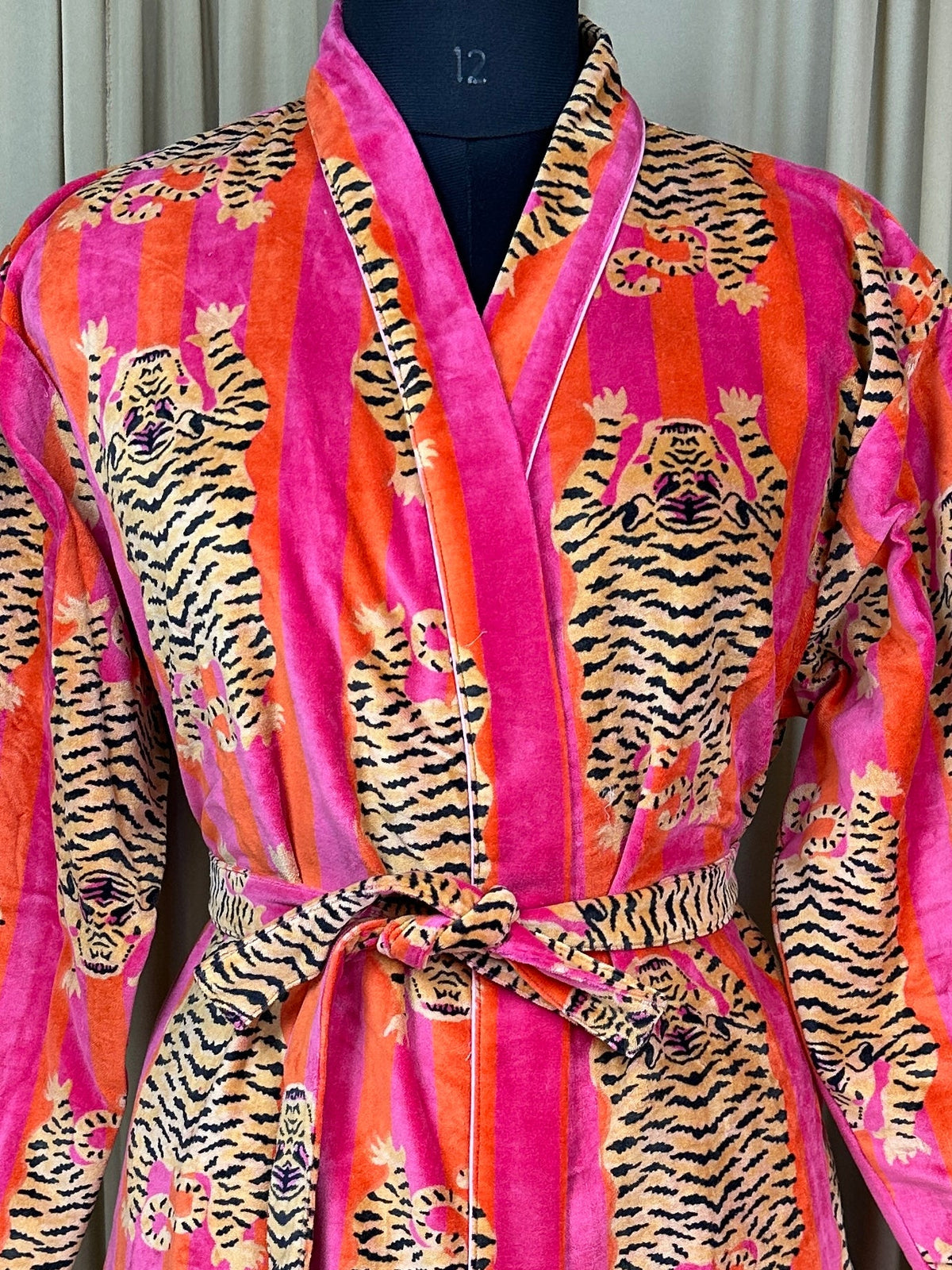 Luxury Velvet Kimono Unisex House Robe | Boho Jacket Autumn Winter Christmas Gift Elegant Reversible Cotton Lined | Quirky Gown Animal print