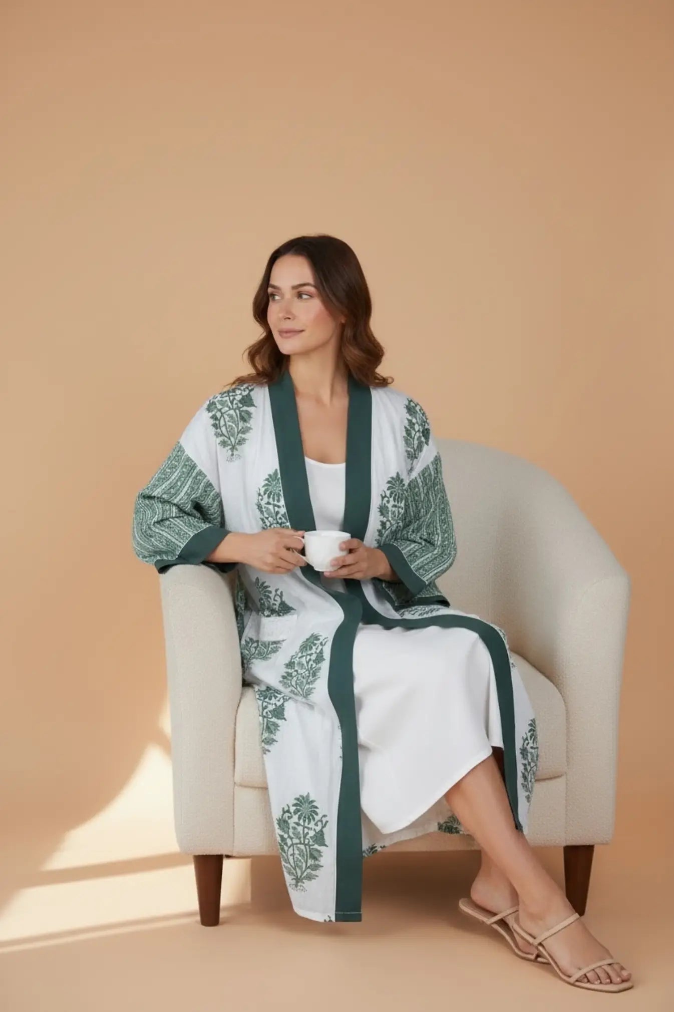 Pure Cotton Handblock Kimono | Indian Printed Summer House Robe, Boho Beach Coverup Kaftan, Bridesmaid Maternity Dressing Gown, Gift For Her