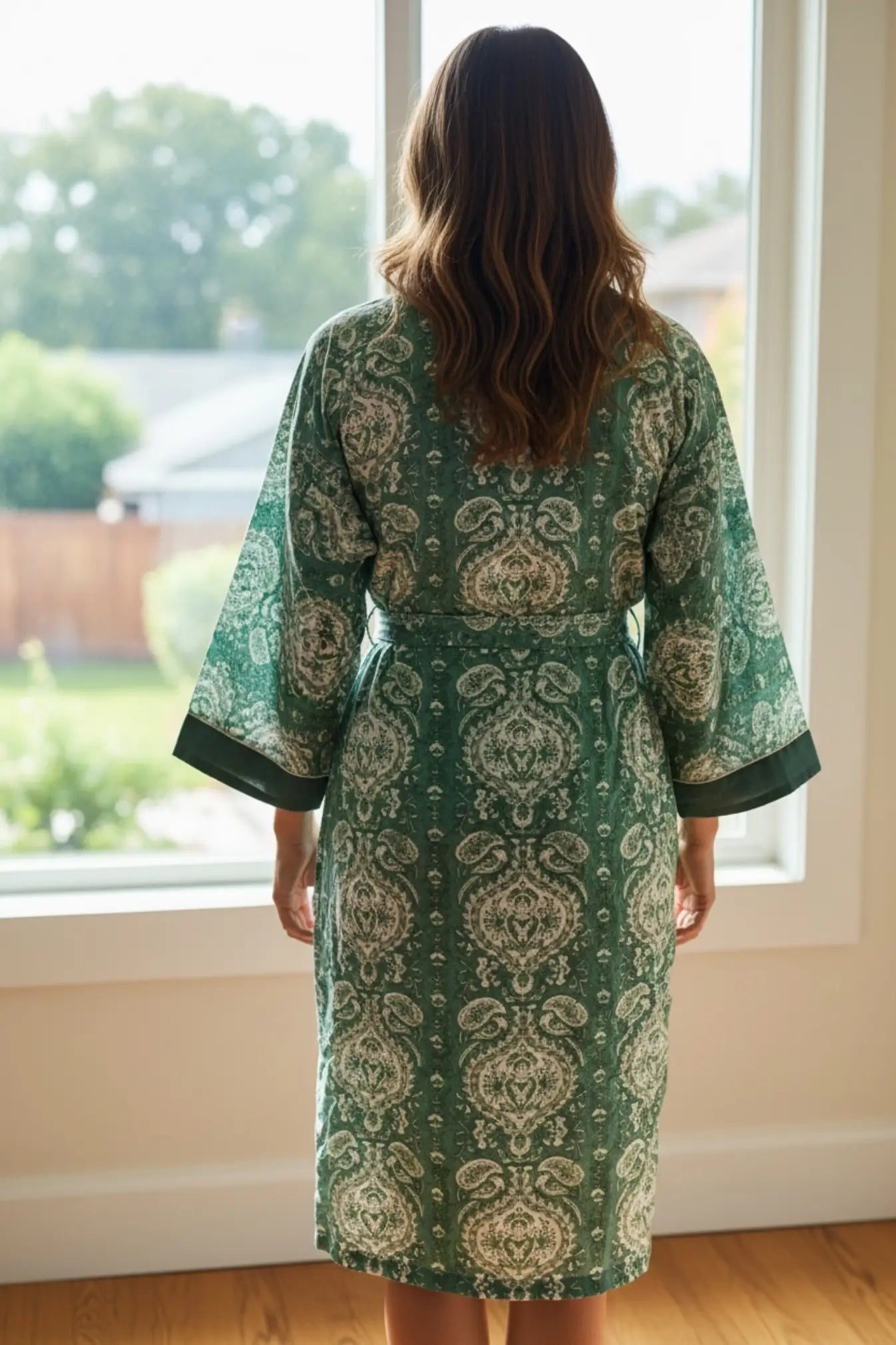 Pure Cotton Handblock Kimono | Indian Printed Summer House Robe, Boho Beach Coverup Kaftan, Bridesmaid Maternity Dressing Gown, Gift For Her