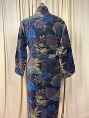 Luxury Velvet Kimono Unisex House Robe | Boho Jacket Autumn Winter Christmas Gift Elegant Reversible Silk Lined | Quirky Gown Black Floral