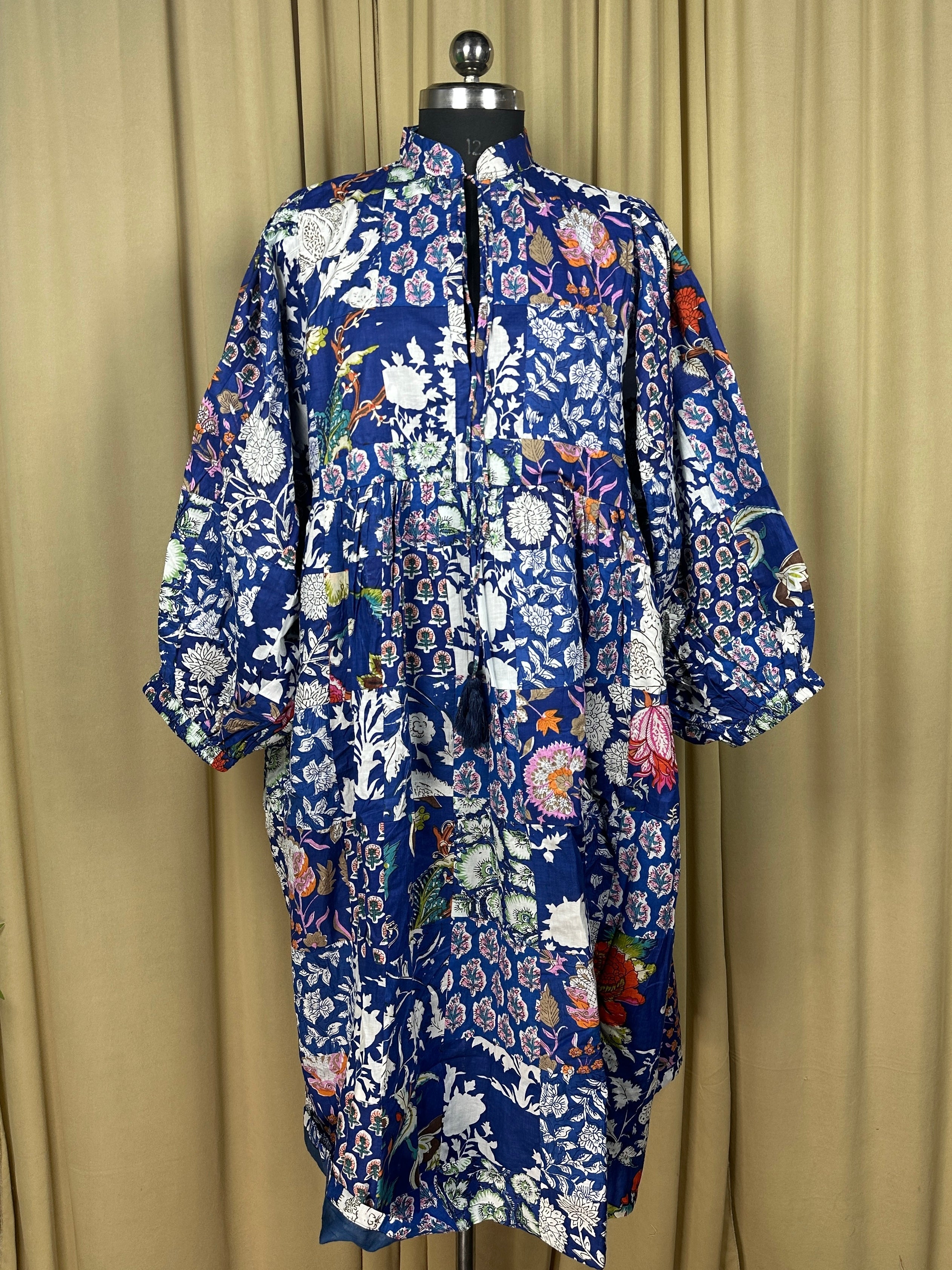 ASSORTED - BLUE HUES | Hand Stitched Patchwork Cotton Dress | Perfect Anniversary Christmas Gift For Her Sister Mother |