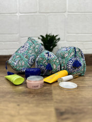 Block Print Toiletry & Makeup Bag | Quilted Wash Bag
