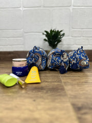 Block Print Toiletry & Makeup Bag | Quilted Wash Bag
