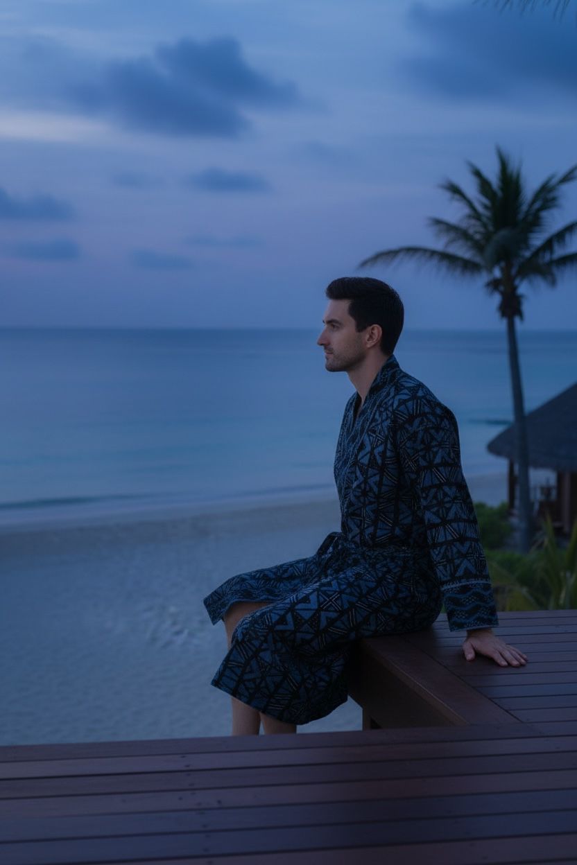 Pure Cotton Handblock Men Kimono | Indian Printed Man House Robe, Boho Beach Coverup Dressing Gown, Lightweight Loungewear, Gift For Him Dad