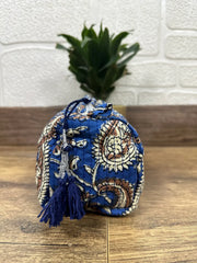 Block Print Toiletry & Makeup Bag | Quilted Wash Bag