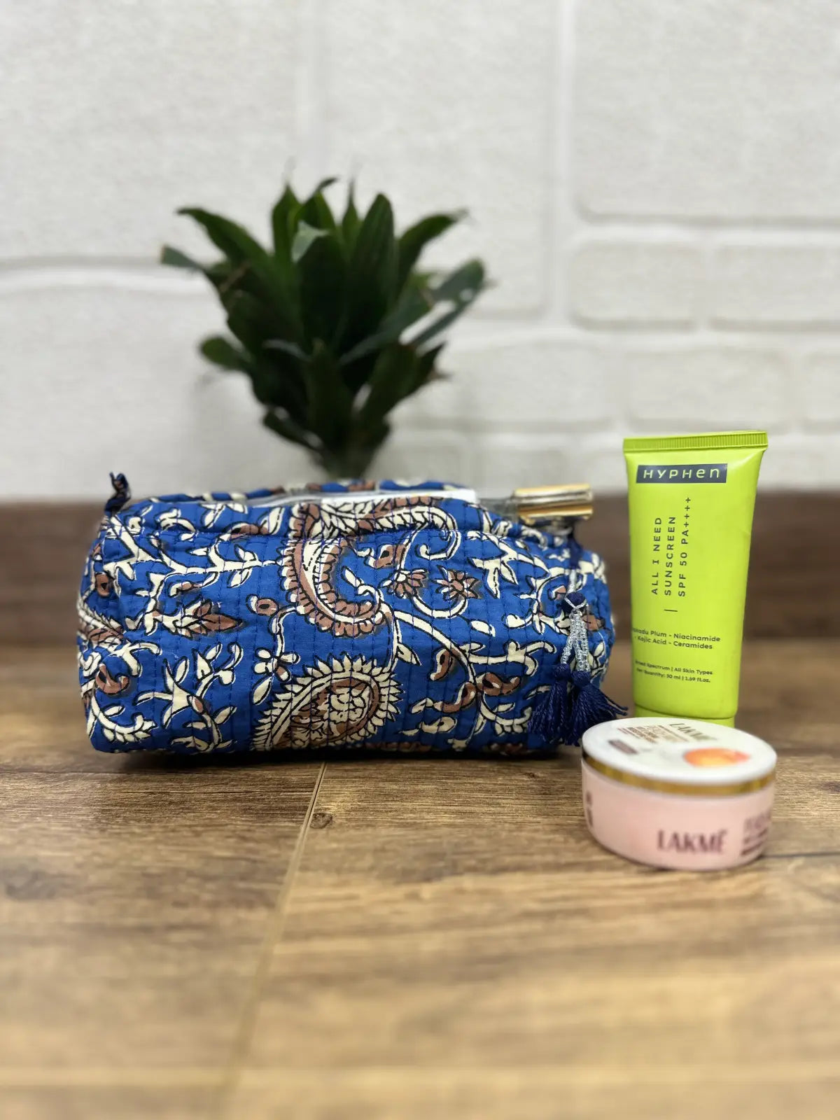 Block Print Toiletry & Makeup Bag | Quilted Wash Bag