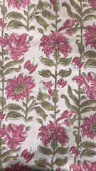 Pure Soft Cotton Bedsheet with Pillow Covers, Hand Block Printed Jaipuri Floral, King Queen Summer Bedspread Sofa Throw | Organic Bedding XL