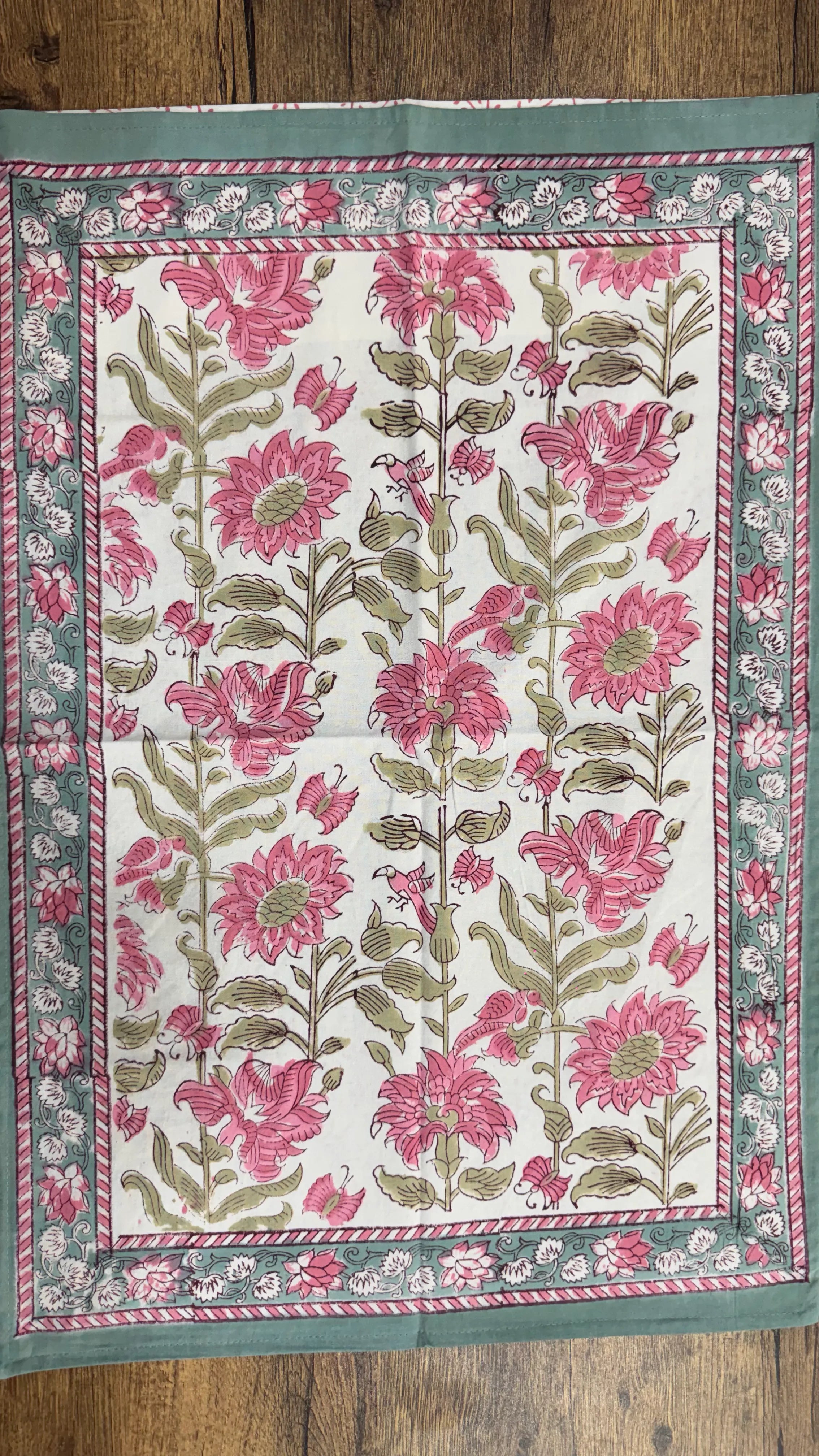 Pure Soft Cotton Bedsheet with Pillow Covers, Hand Block Printed Jaipuri Floral, King Queen Summer Bedspread Sofa Throw | Organic Bedding XL