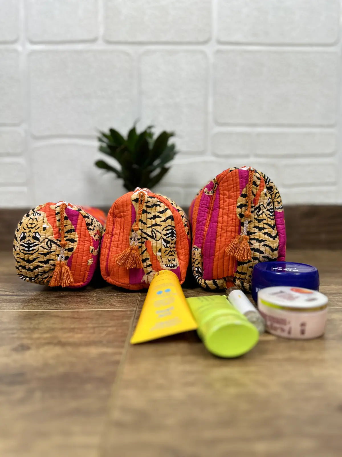 Block Print Toiletry & Makeup Bag | Quilted Wash Bag