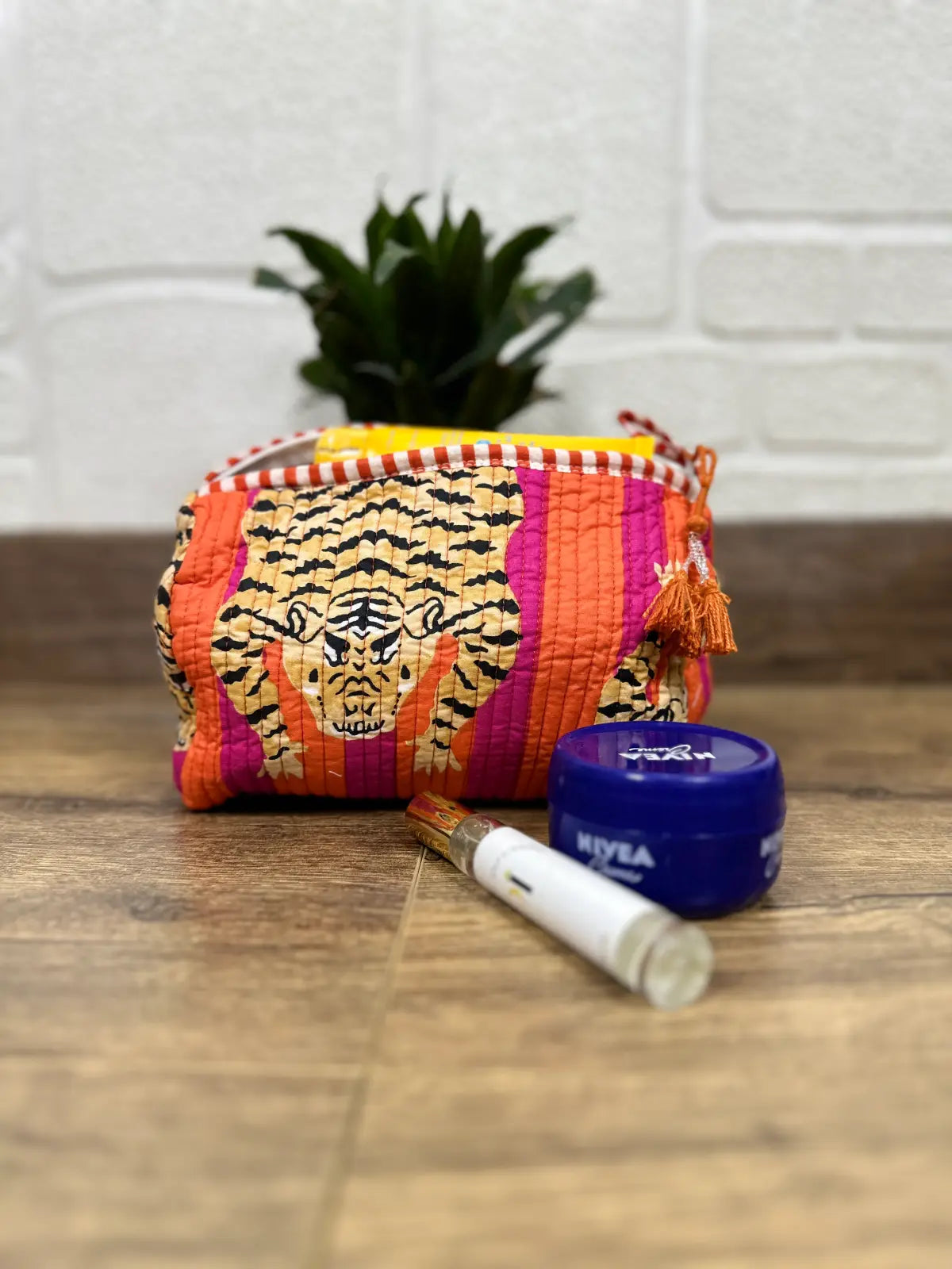 Block Print Toiletry & Makeup Bag | Quilted Wash Bag