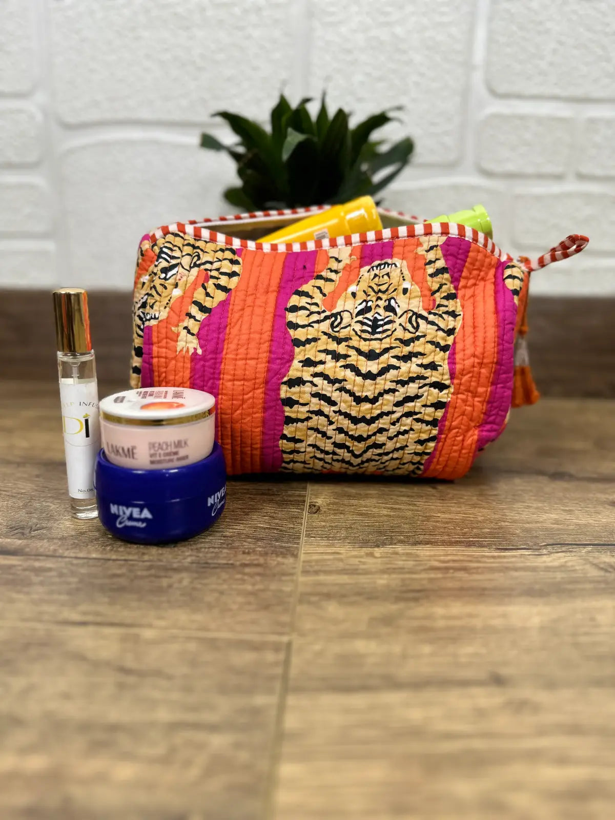Block Print Toiletry & Makeup Bag | Quilted Wash Bag
