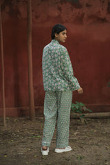 Handblock Floral Cotton Pajama Set for Women, Soft Lightweight Nightwear, Breathable Luxury PJs with Pockets, Holiday Co-Ord Set