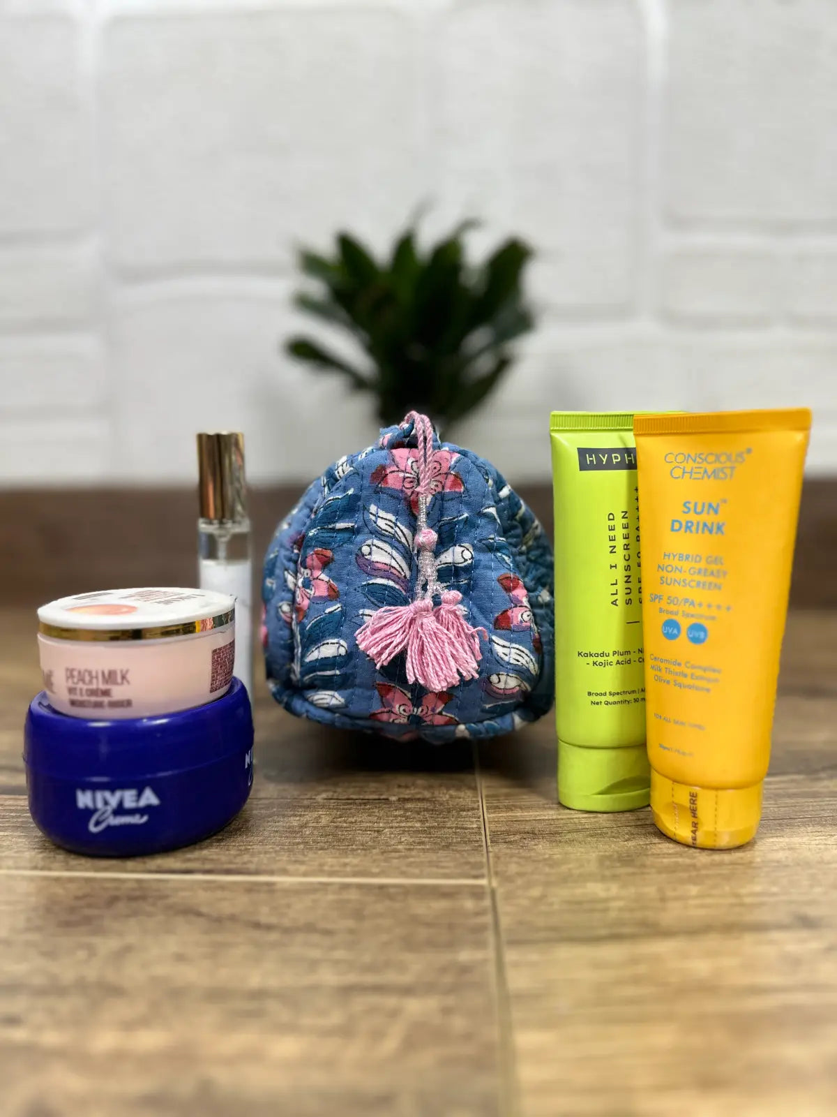 Block Print Toiletry & Makeup Bag | Quilted Wash Bag