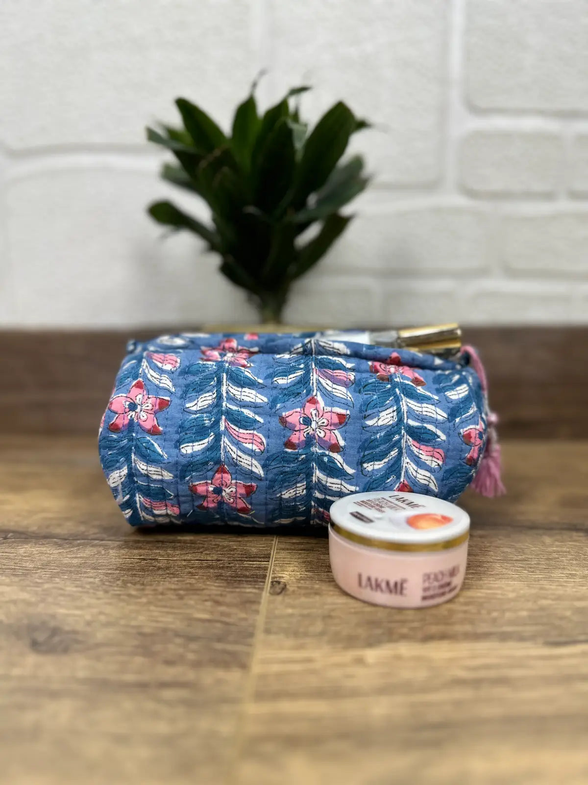 Block Print Toiletry & Makeup Bag | Quilted Wash Bag
