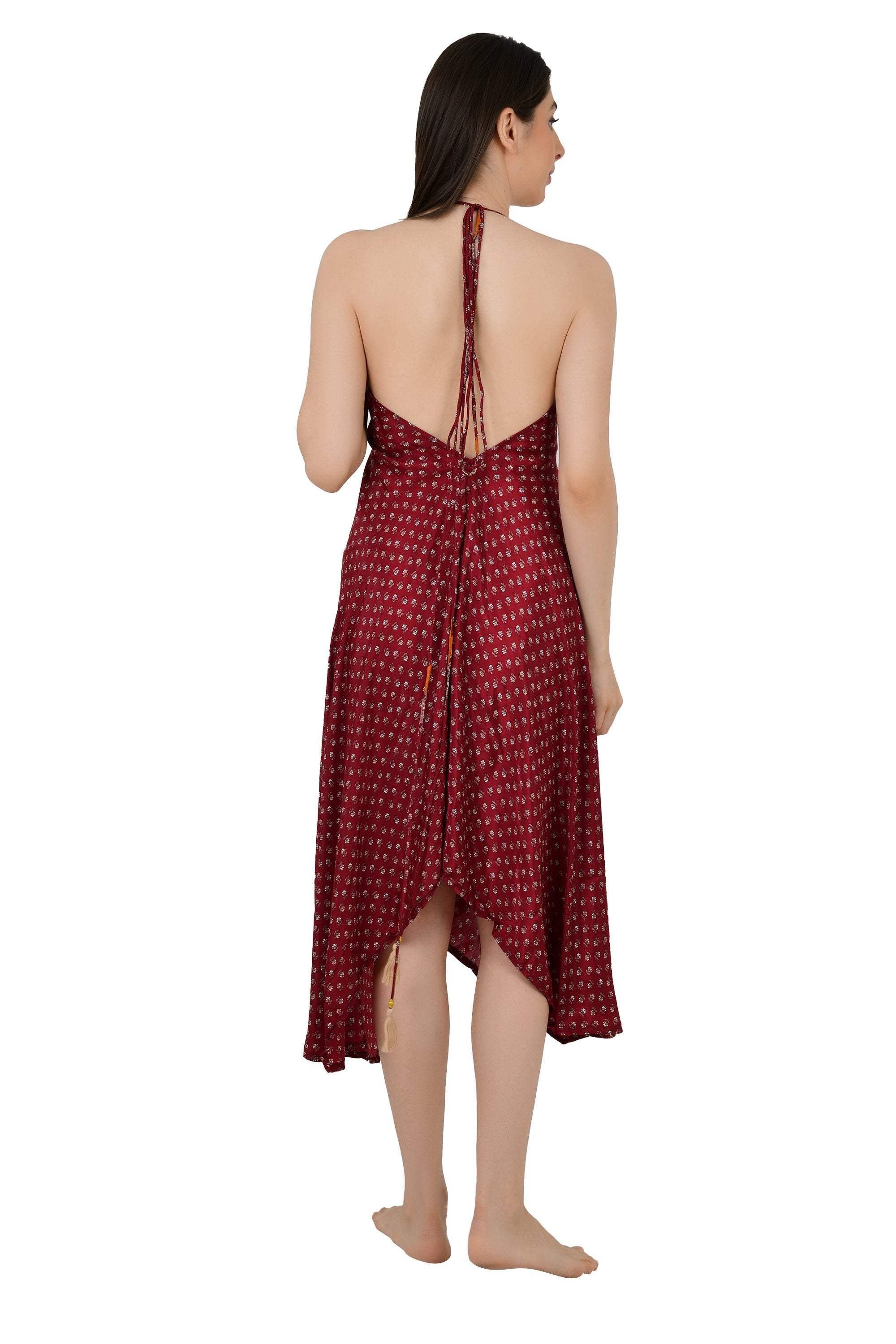 Handmade Floral Halter Maxi Dress: Vintage Boho Sundress