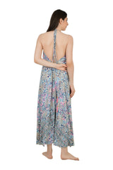 Handmade Floral Halter Maxi Dress: Vintage Boho Sundress