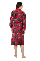 Luxury Velvet Kimono Robe: Reversible Silk-Lined Animal Print