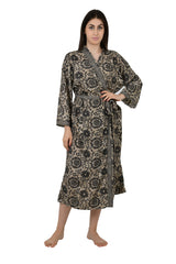 Floral Silk Blend Kimono Robe: Hand-Stitched Sari Fabric