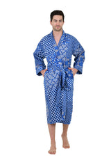 Men's Cotton Kimono | Long Lightweight Bathrobe Lounge Robe with Pockets, One Size Comfortable Breathable Spa Resort Beach CoverUp Housecoat