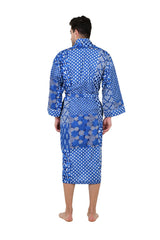 Men's Cotton Kimono | Long Lightweight Bathrobe Lounge Robe with Pockets, One Size Comfortable Breathable Spa Resort Beach CoverUp Housecoat